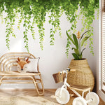 décoration murale sticker feuilles vigne vert naturel bohème branches autocollantintérieur