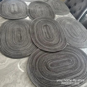 sets table coton tressé lot gris blanc moderne minimaliste motifs concentriques texturés isolants lavables