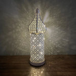 lanterne décorative artisanale moderne motifs géométriques blanc doré anniversaire noël ramadan aïd