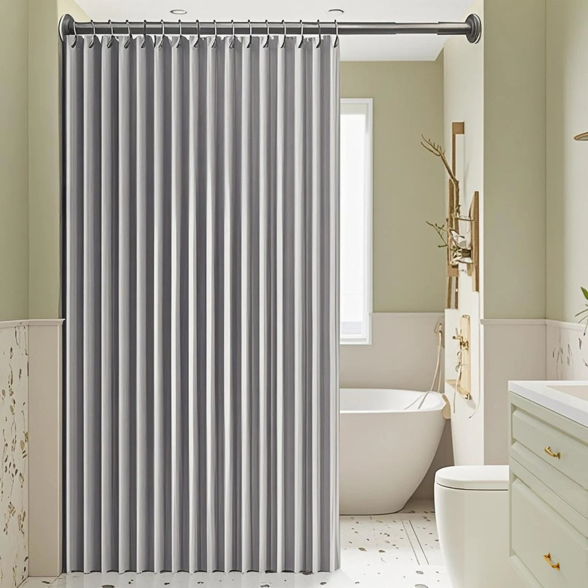 rideau douche blanc texturé rayures verticales moderne opacité ourlet standard polyester respectueux environnement