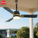 ventilateur moderne led télécommande lumière noir doré fixations chambre salon