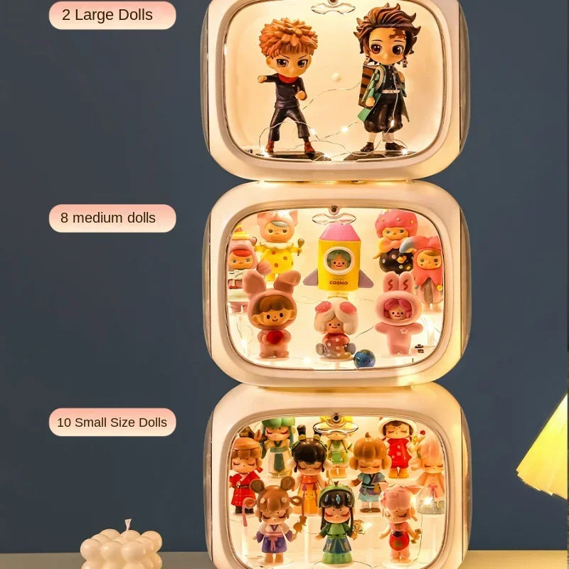 boîtes présentation transparentes modernes figurines blanc empilables rangement organisation jouets