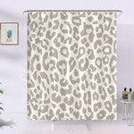 rideau douche motif léopard gris beige moderne salle bain crochets