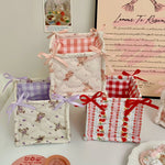 panier rangement tissu vichy animal fleuri blanc rose violet doux texturé