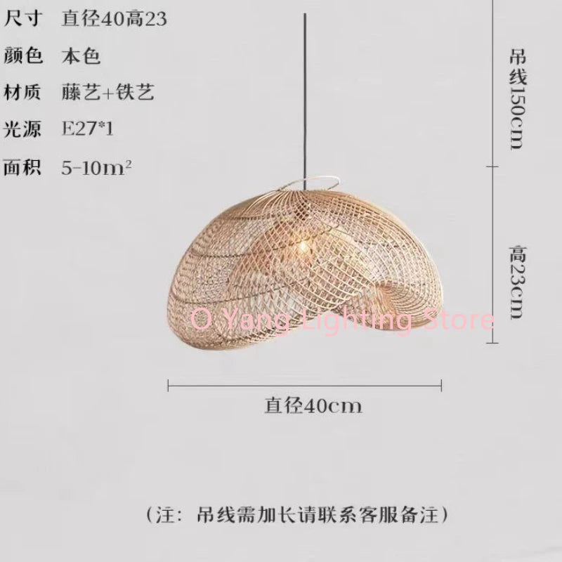 suspension lumineuse tressée rotin naturelle moderne rustique chaînes ampoules natural beige