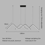 suspension lumineuse pendentif led moderne minimaliste ligne ondulée blanc opacité restaurant cuisine