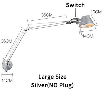 lampe murale articulée moderne noir gris blanc interrupteur fixations minimaliste led eléctrique