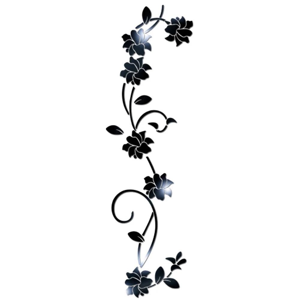 sticker mural 3d fleurs or argent noir moderne adhésif chambre bain déco acrylique