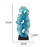 sculpture contemporaine organique bleu vert orange aluminium base noire extérieure decoration minimaliste