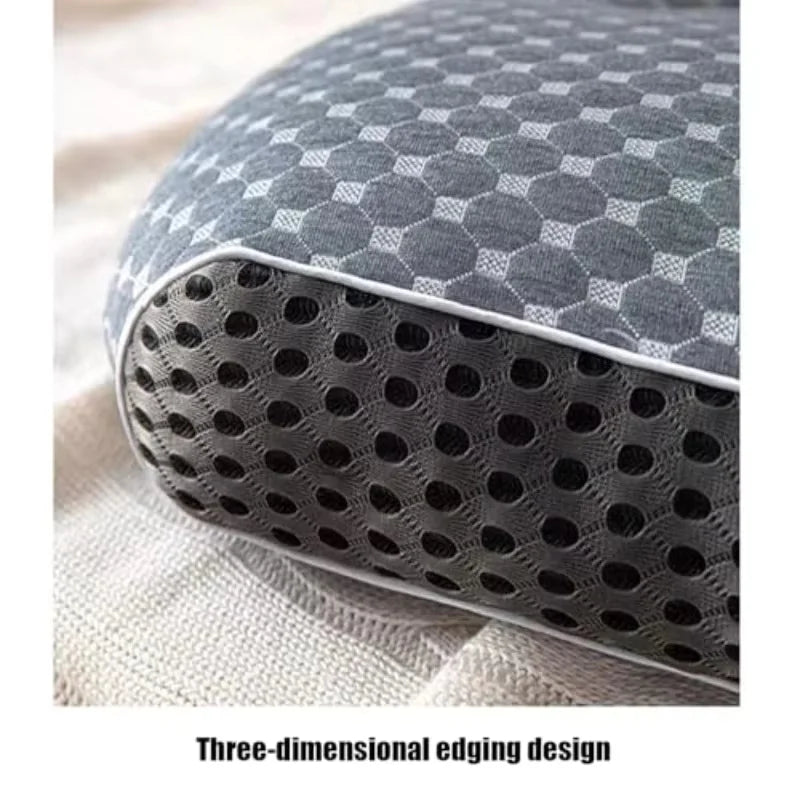 oreiller cervical gris incurvé deux oreillers supplémentaires contemporain perforations ergonomiques