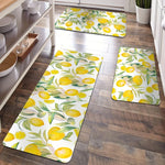 tapis moderne citron feuilles vertes fond blanc chambre salle bain extérieur 40x60cm polyester feutre