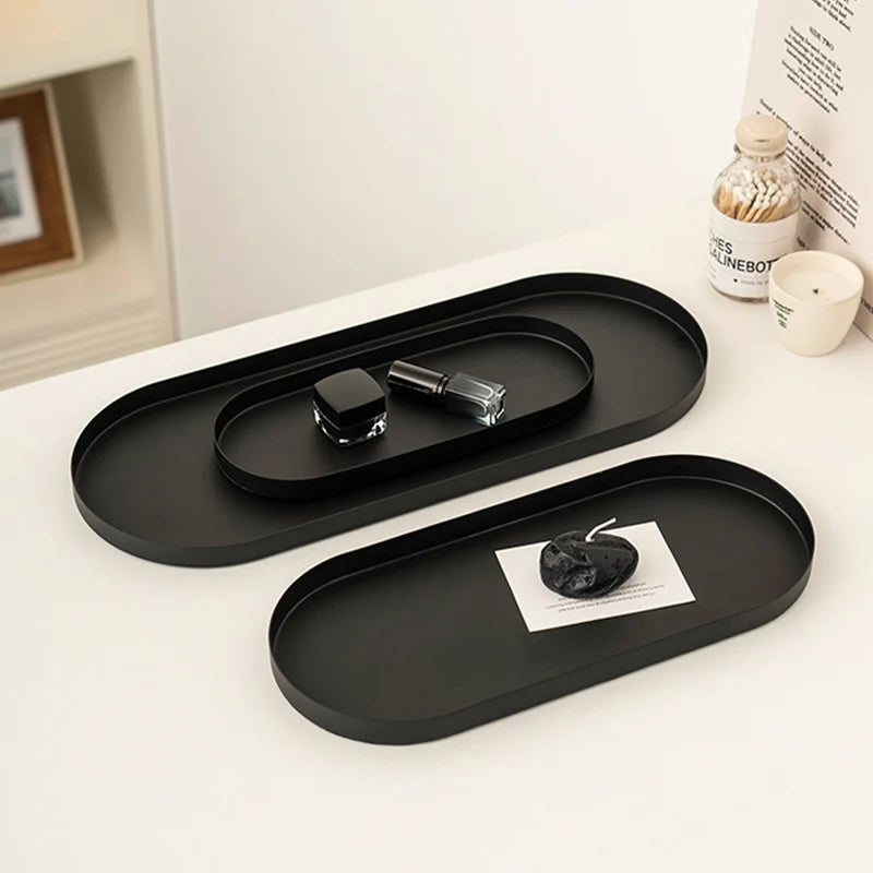 grand plateau service ovale céramique moderne nourriture minimaliste décoratif noir