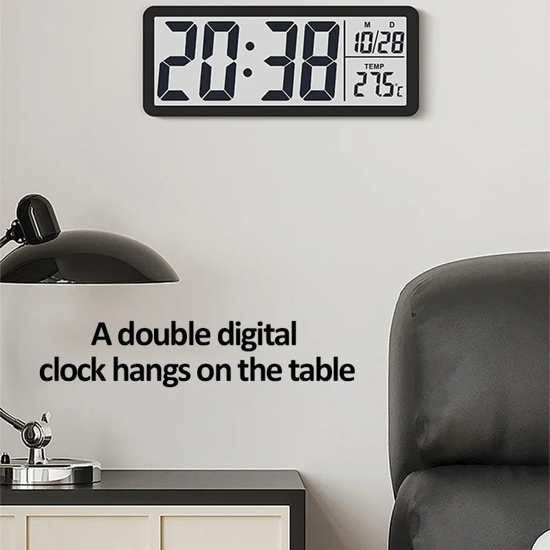 horloge murale numérique moderne horloge digitale affichage température date noir blanc minimaliste