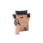 miniature village traditionnel résine beige gris brun foncé toitures tuiles statues lions chinois decoration