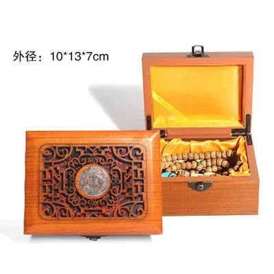boîtes bois marron foncé boîte bijoux décoration intérieure boutons métalliques ajourés respectueux environnement classique