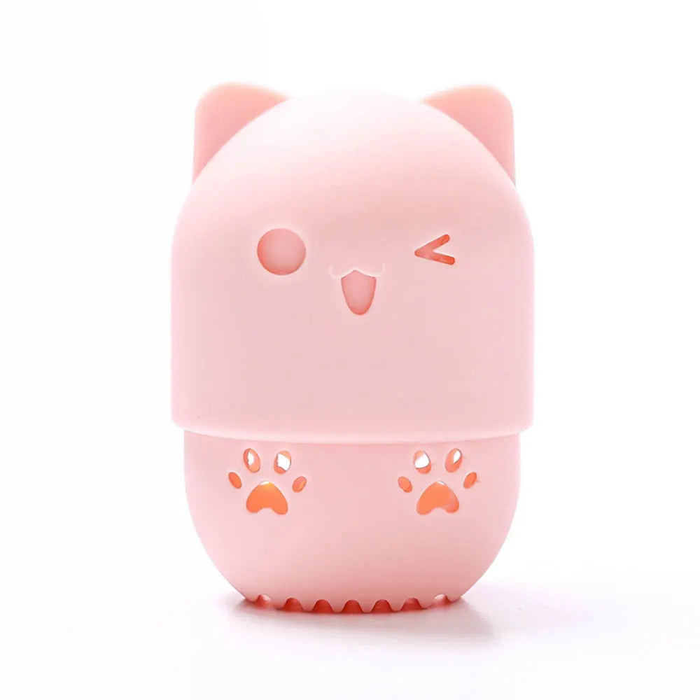 pot savon silicone rose bleu violet animalier brosse nettoyage intégrée texture douce patte chat