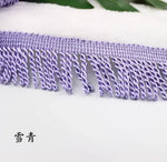 franges violettes blanches or rayées classiques polyester écologique largeur 5.5cm