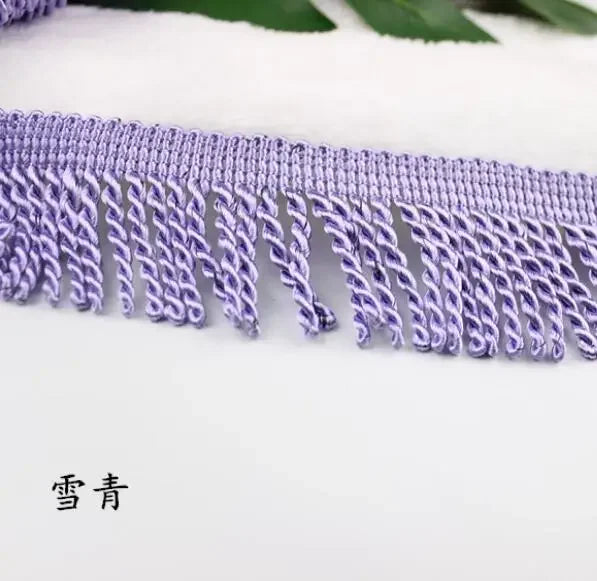 franges violettes blanches or rayées classiques polyester écologique largeur 5.5cm