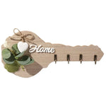 porte clés mural bois naturel cœur feuilles ruban moderne fixations