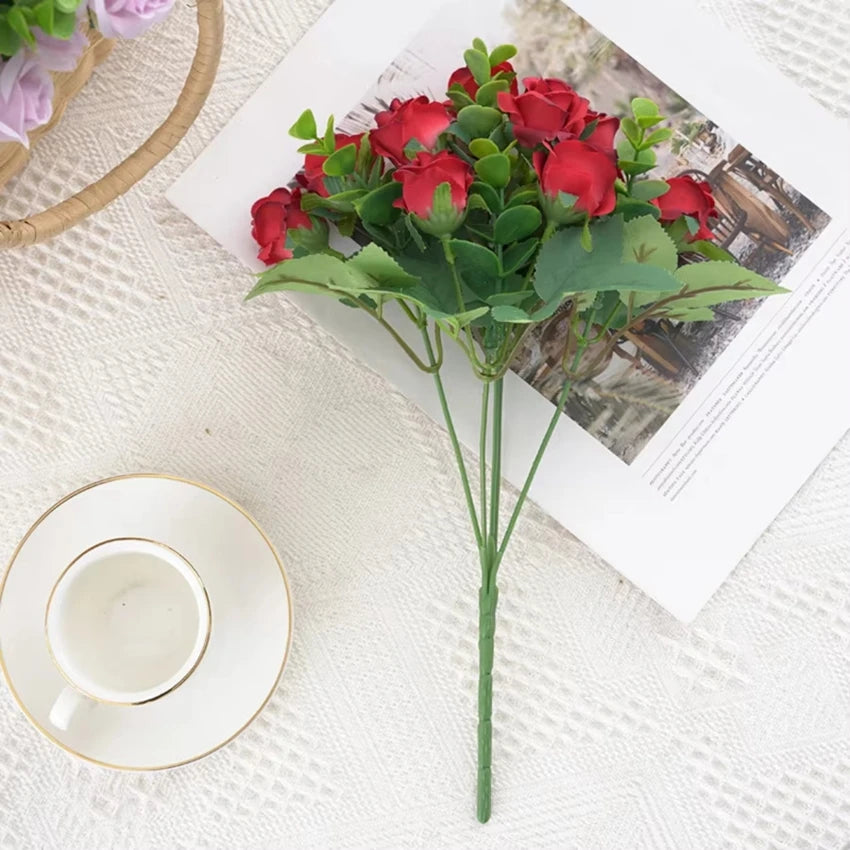 Bouquet artificiel roses feuilles eucalyptus decoration mariage anniversaire intérieurextérieur classique festive