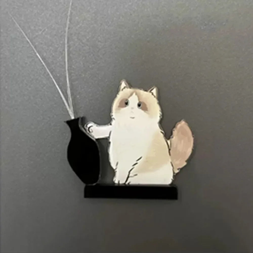 aimants réfrigérateur chat moustaches dessin animé vase noir blanc ornement collection autocollant