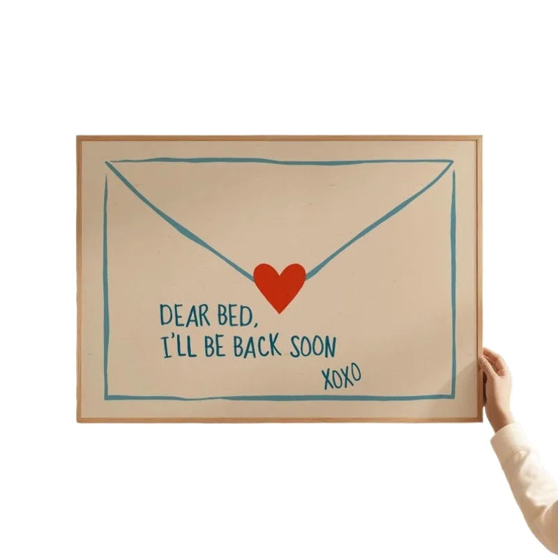 impression toile moderne lettre cœur humour décoration chambre opaque sans cadre graphique minimaliste