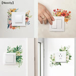 autocollants décoratifs floral bohème motifs aquarellés couleurs vives interrupteurs élect