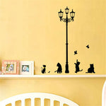 sticker mural noir silhouettes chats oiseaux lampe perron adhésif artisteintérieur decoration opacite creative animated