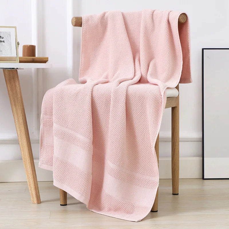 serviette bain coton bleu rose blanc rayures horizontales rapide absorbante machine moderne douce