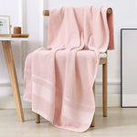 serviette bain coton bleu rose blanc rayures horizontales rapide absorbante machine moderne douce