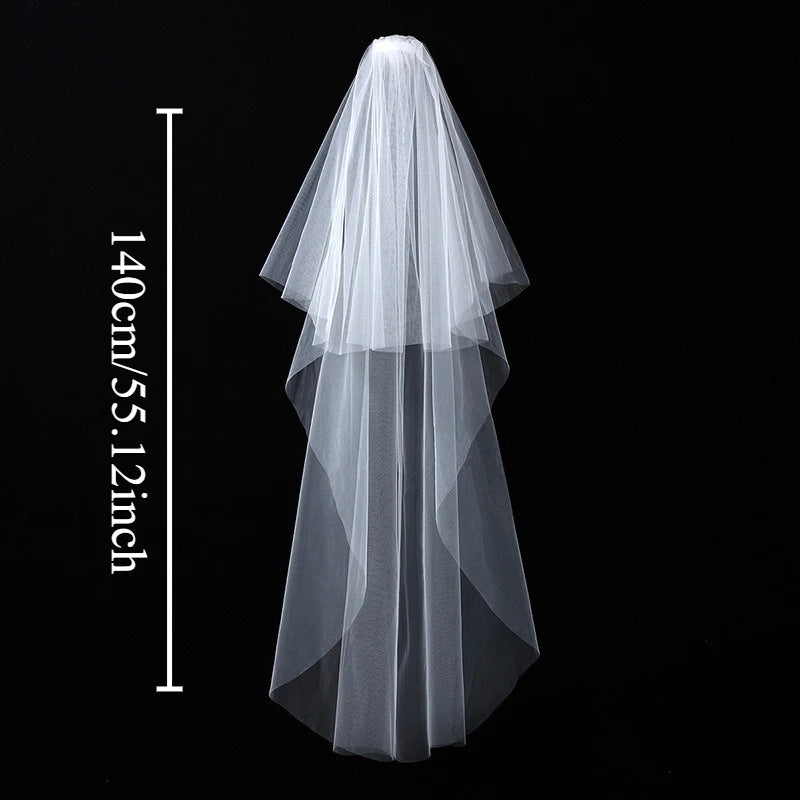 voile mariée double couche dentelle blanc classique clips métalliques transparents photo mariage fiançailles adult