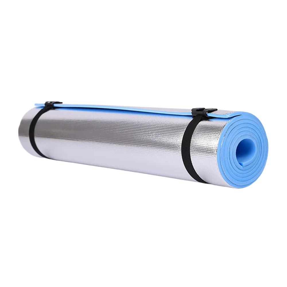 tapis yoga tpe 6mm argenté bleu rayures moderne bande noire fitness yoga