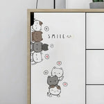 sticker mural cartoon chats gris blanc rose bleu smile decoration intérieure salon chambre enfant