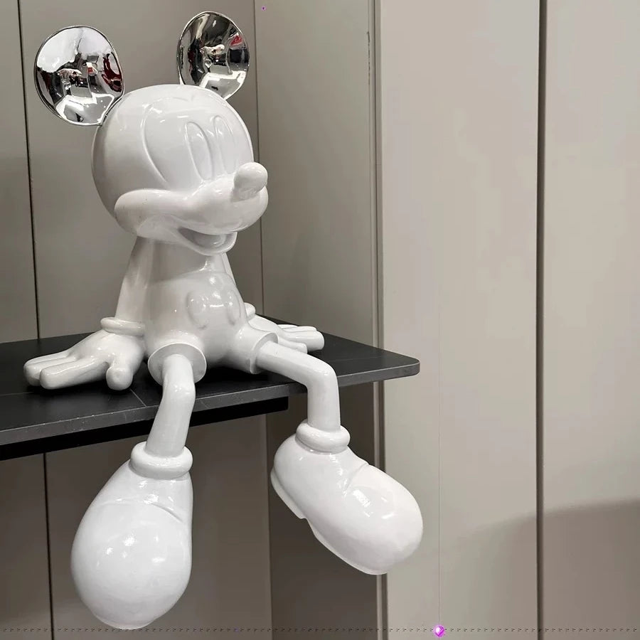 figurine mickey mouse résine noire blanche moderne figurine deco salon hall entrée meuble tv