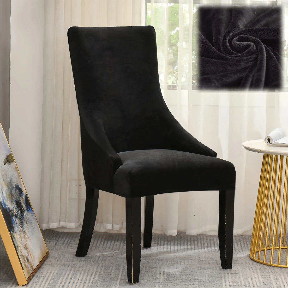 housse chaise velours extensible imprimé floral fauteuil salle manger moderne décoration