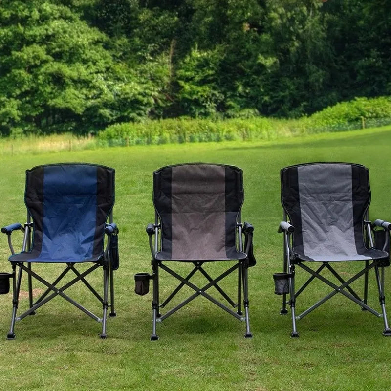 chaise pliante camping extérieur portable robuste tissu oxford noir gris