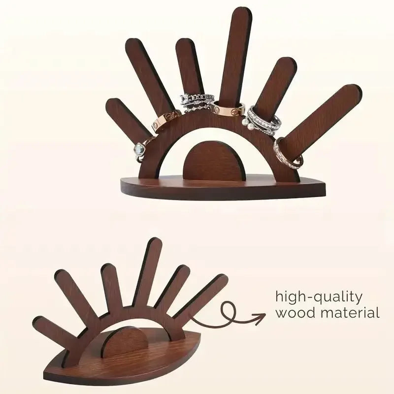 présentoir bijoux bois oeil moderne portable marron foncé bagues colliers