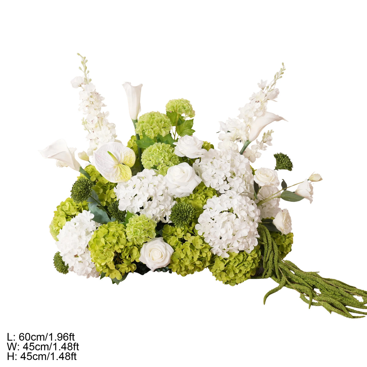 Décoration florale arché vert blanc mariage romantique extérieur classique artificielle feuillets suspension table événement