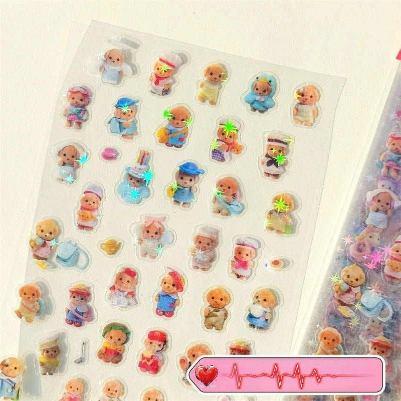sticker cartoon transparent personnages mignons vêtements colorés accessoires scrapbooking téléphone ordinateur voiture