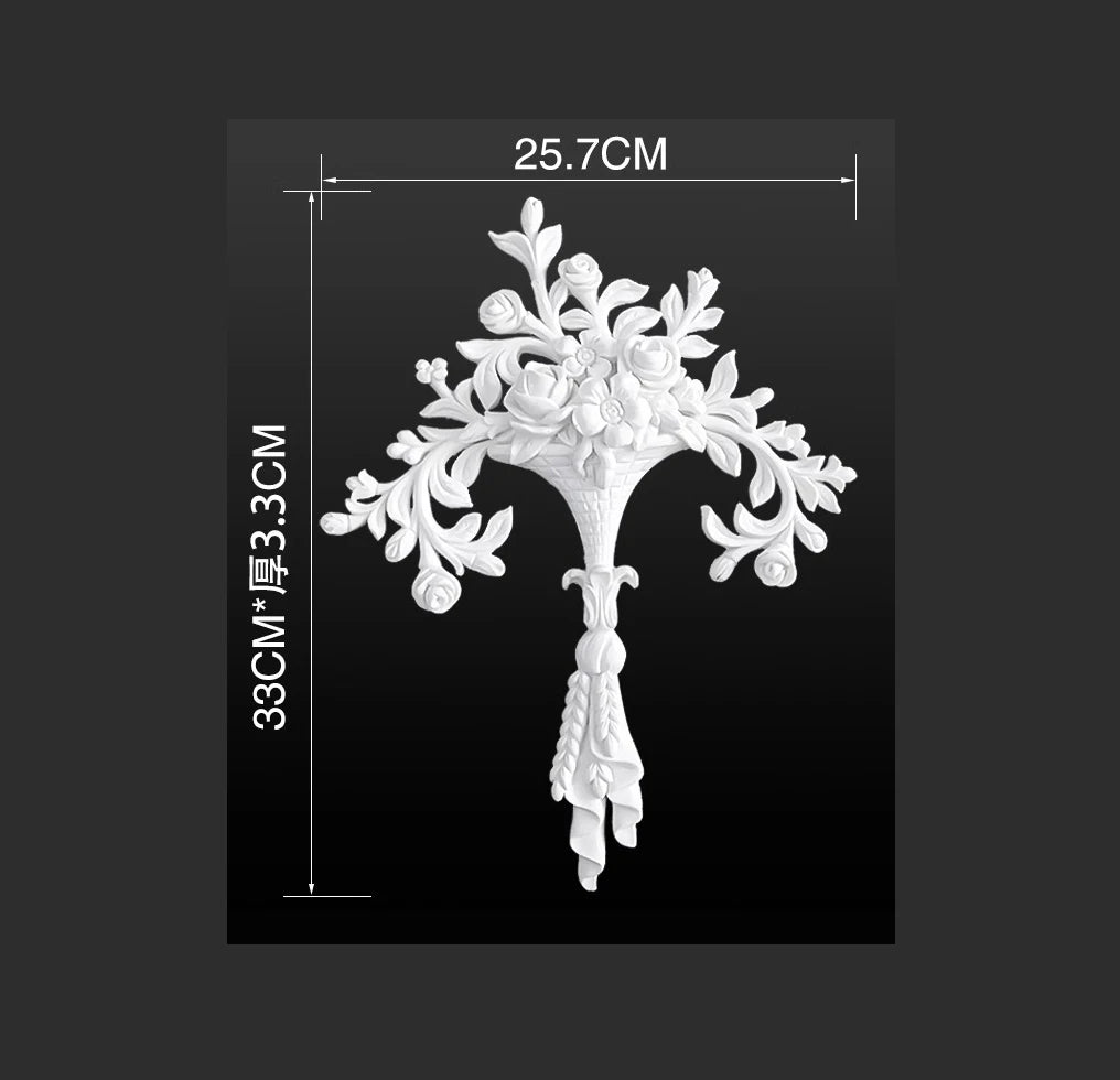 appliques decoratives sculptees floral classique blanc meubles deco mur opacite grande taille DIY