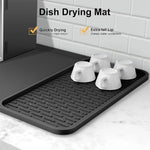 tapis séchage vaisselle silicone moderne noir surface rugueuse adhésif tasses assiettes couverts
