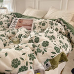 couette coton imprimée fleurs feuilles été automne vintage adhésive lavable maison 150x200cm 200x230cm