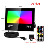 projecteur led rgb ip66 étanche extérieur télécommande réglage luminosité noir moderne