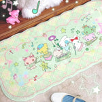 tapis vert pastel rose clair dessins animés carreaux géométriques imperméable antidérapant polyester usage multipleextérieur