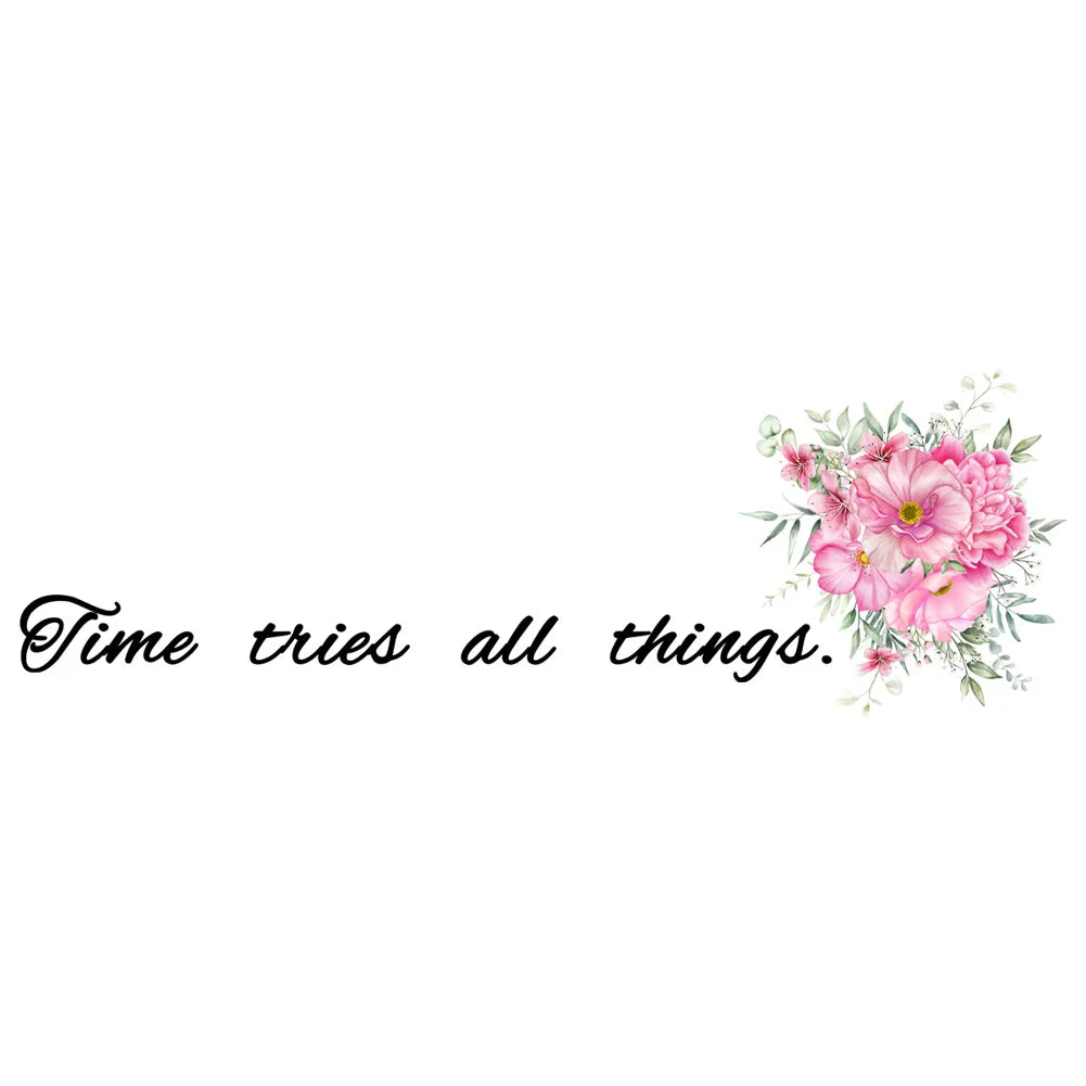 autocollant mural moderne bouquet fleurs inspirantes quotes chambre salon pvc adhésif rose vert noir