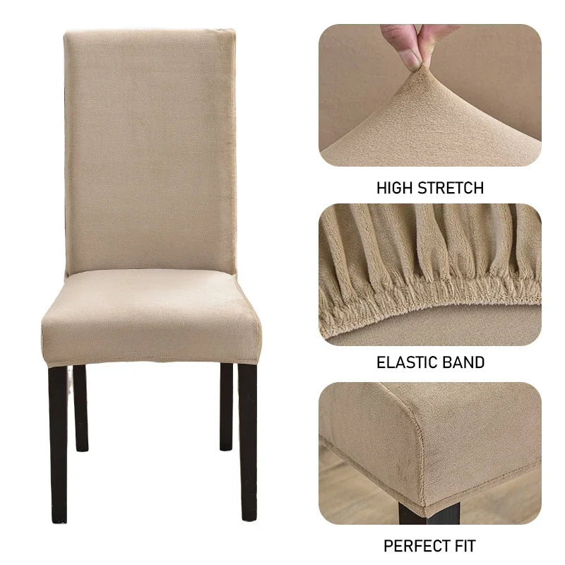 housse chaise velours élastique moderne beige clair protection mariage salle manger plage fauteuil