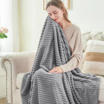 couverture coton polyester gris clair rayures horizontales douce confortable portable voyage