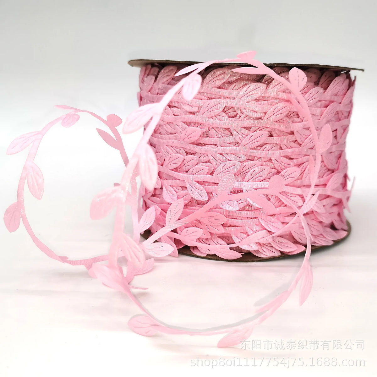 ruban décoratif dentelle feuilles polyester blanc rose doré mariage fête bricolage accessoire maison