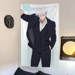 tapisserie murale anime gojo satoru décoration chambre salon tissu polyester blanc gris noir