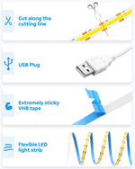 ruban led flexible blanc adhésif usb moderne encoche coupable interrupteur télévision déco chambre